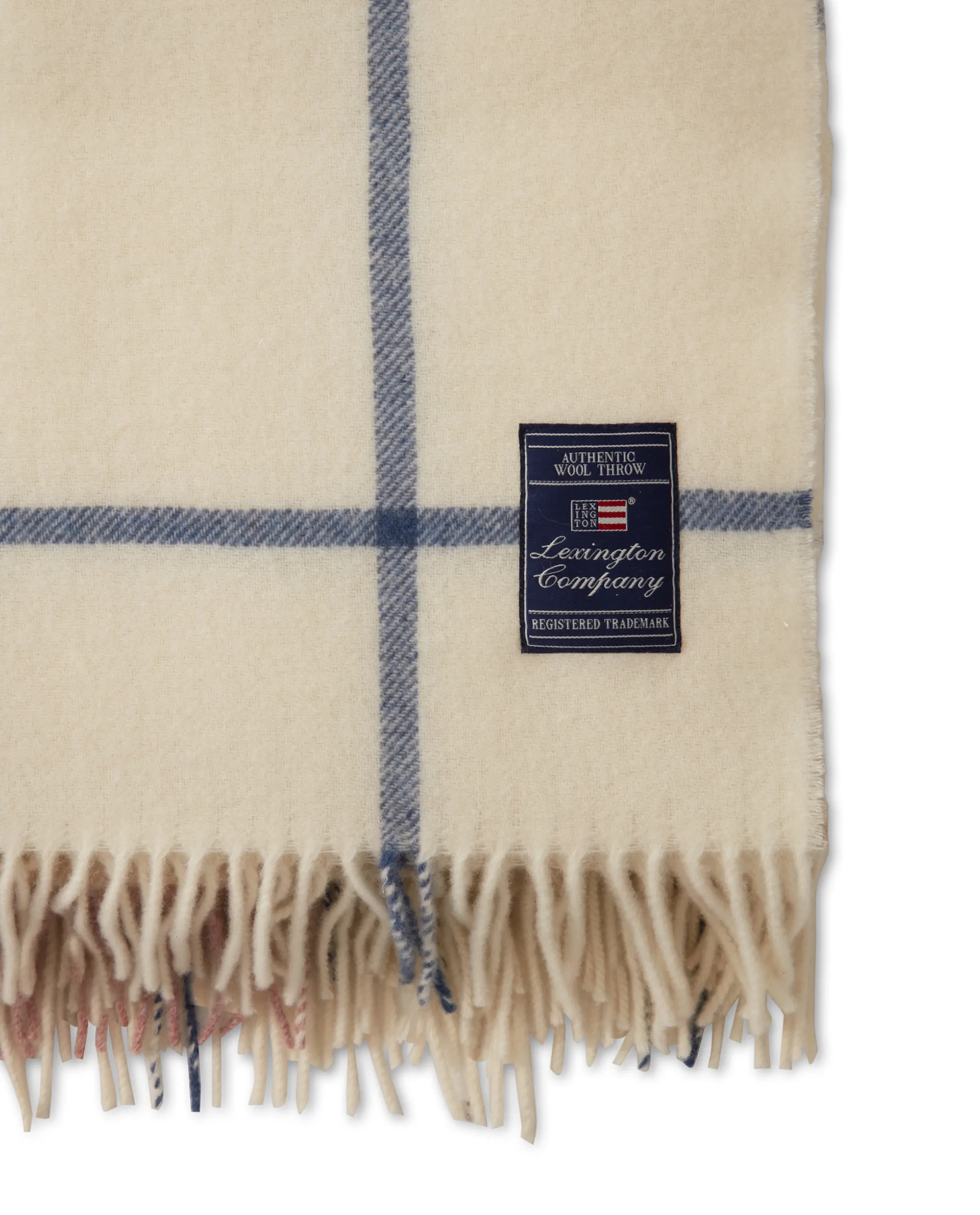 Checked Recycled manta de lã 130x170 cm, Off white-verde-rosa Lexington