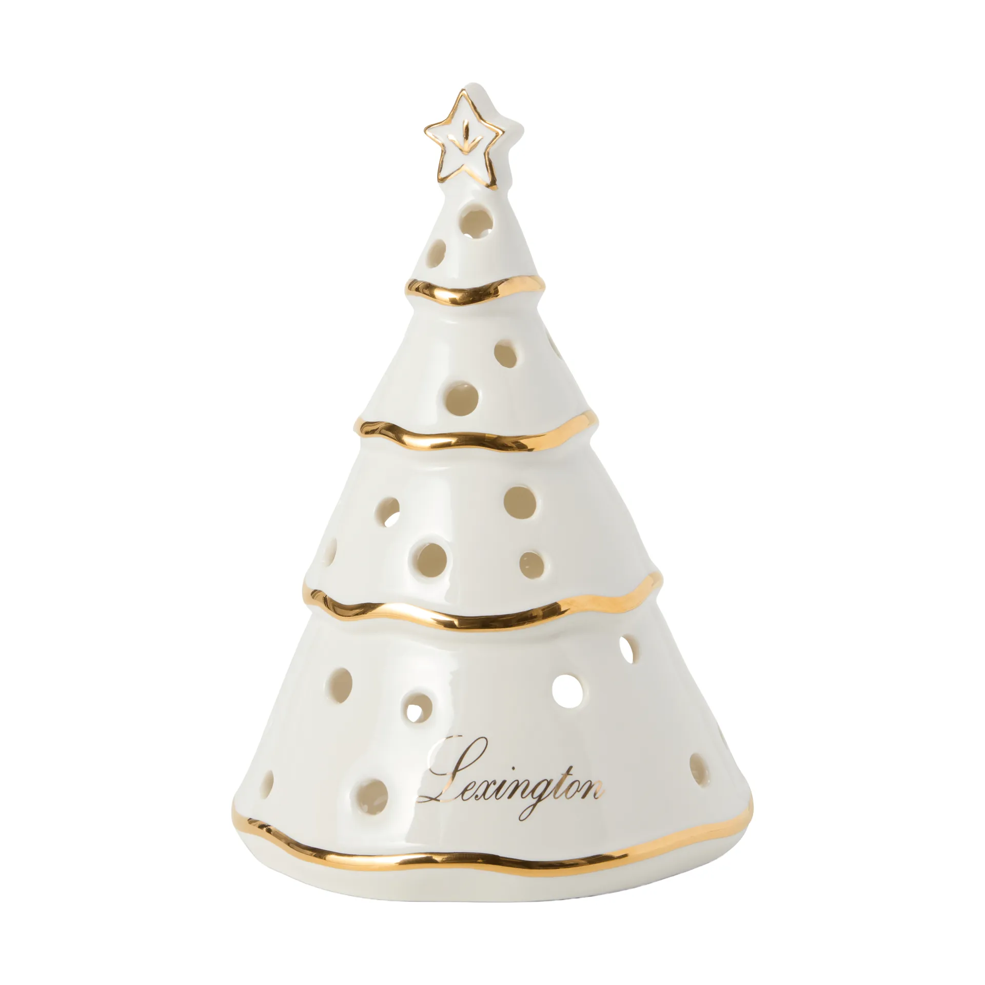 Christmas Tree castiçal de vidro, White-gold, 16,5 cm Lexington