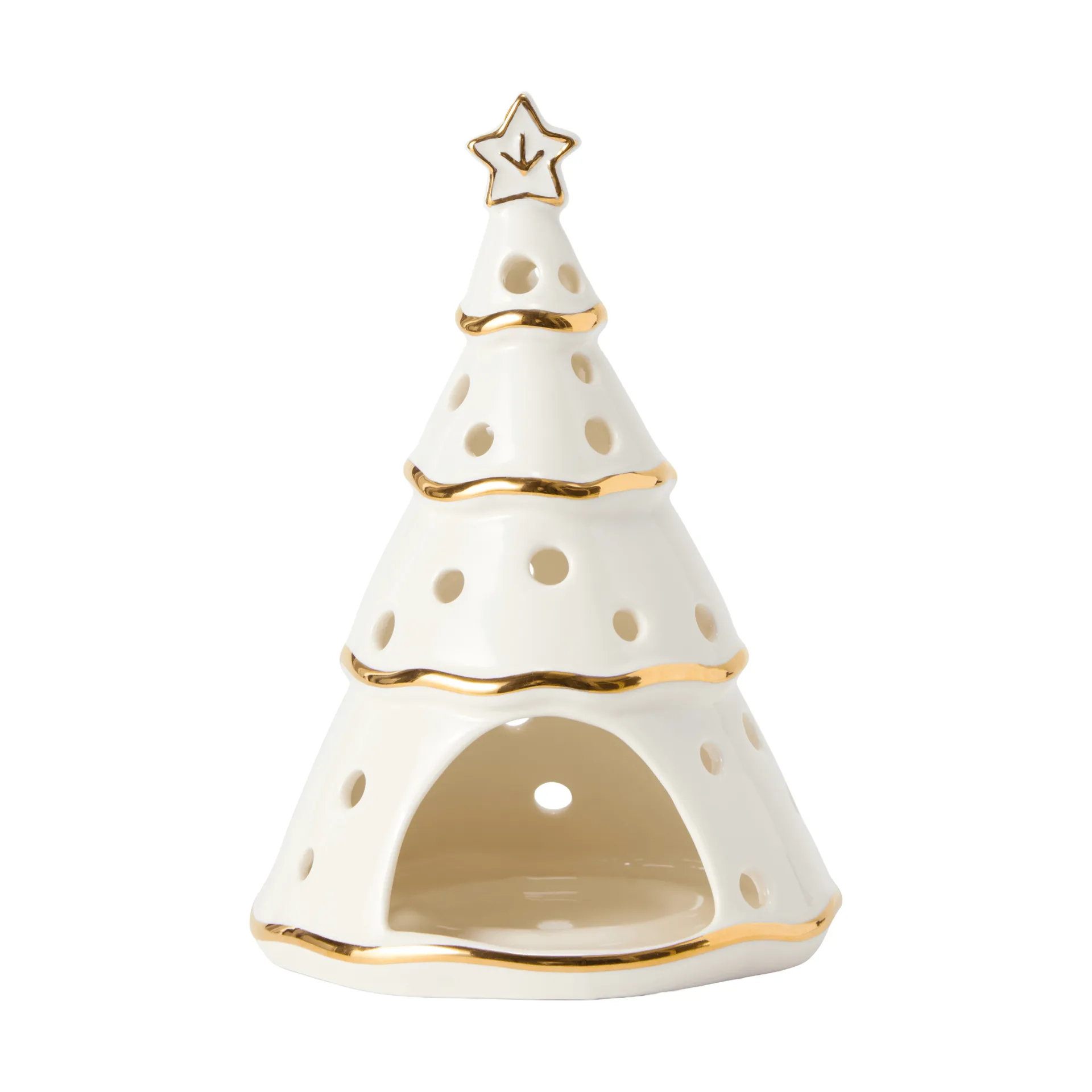 Christmas Tree castiçal de vidro, White-gold, 16,5 cm Lexington