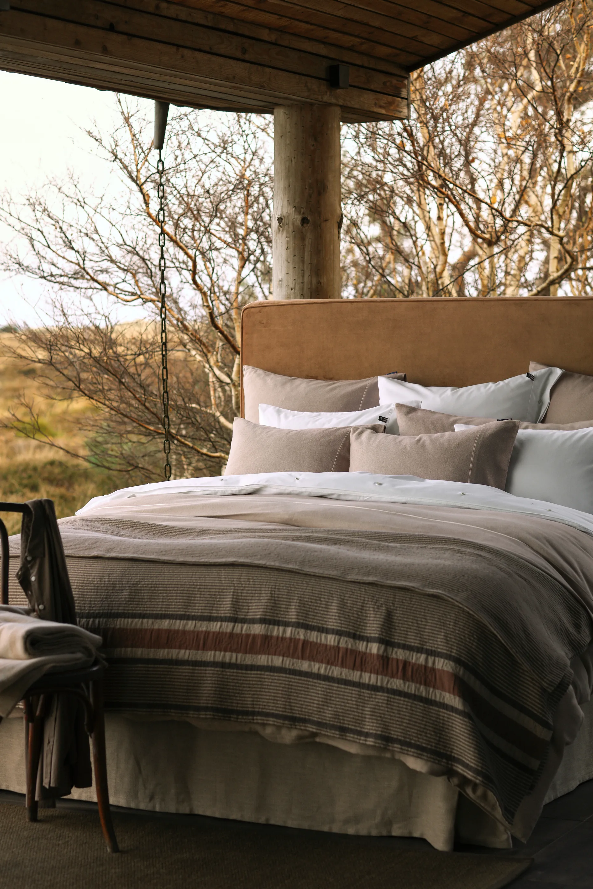 Colcha Side Striped Soft Quilted 240x260 cm, Bege Lexington