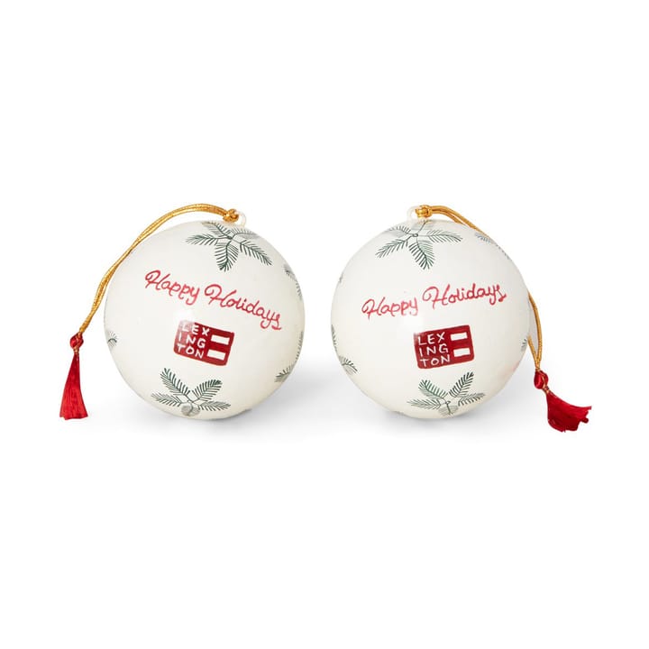 Conjunto de 2 bolas de Natal Lexington Papier Maché, branco-vermelho-verde  Lexington