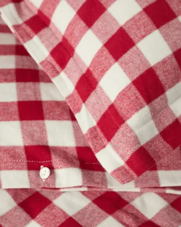 Conjunto de cama de flanela em algodão xadrez - Red-light bege, 2 unid. 50x60 cm/220x220 cm - Lexington