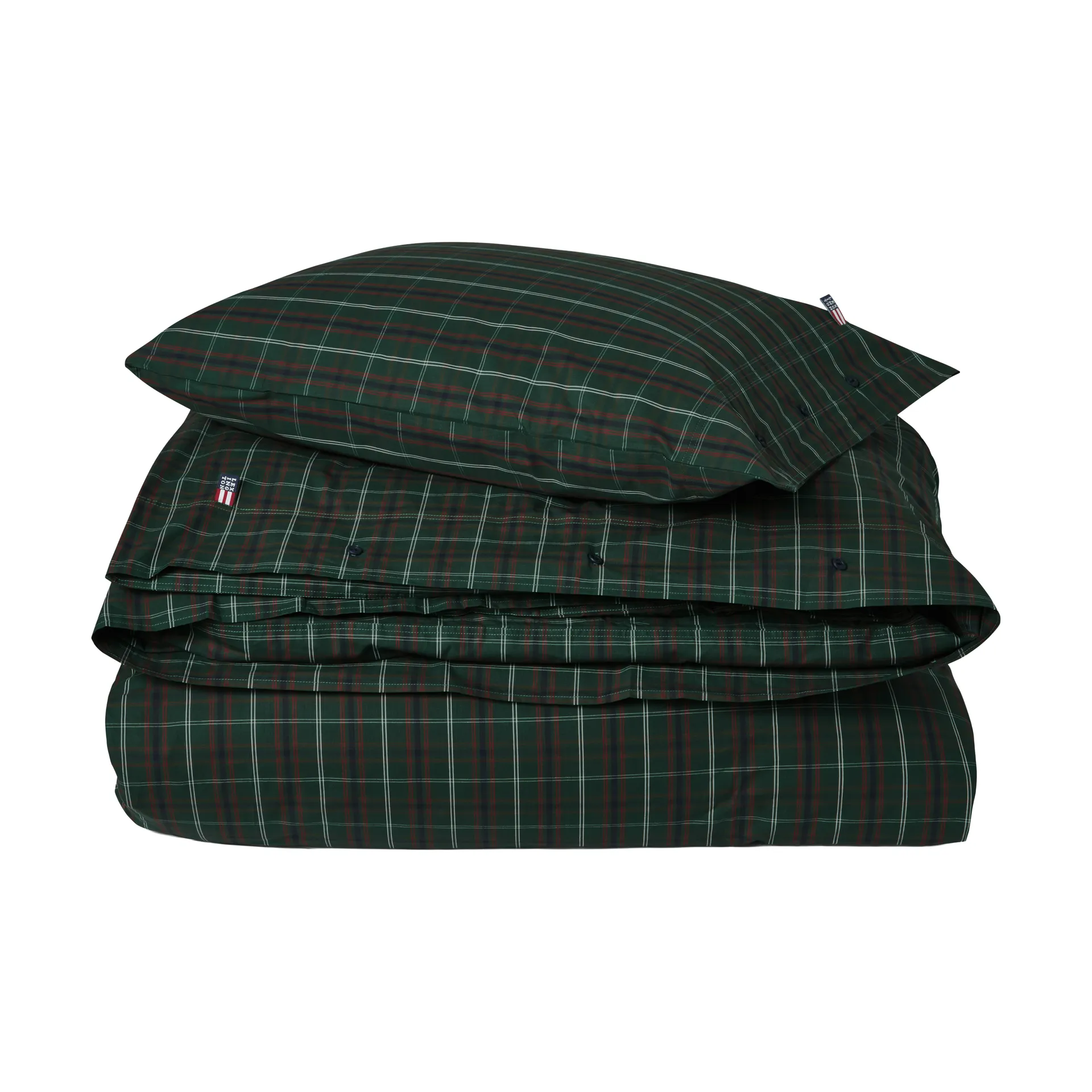 Conjunto de cama de percale de algodão aos quadrados, Green-navy, 2 un 50x60 cm/1 un 220x220 cm Lexington