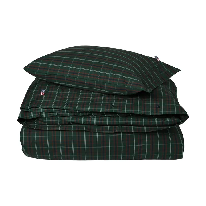 Conjunto de cama de percale de algodão aos quadrados - Green-navy, 2 un 50x60 cm/1 un 220x220 cm - Lexington