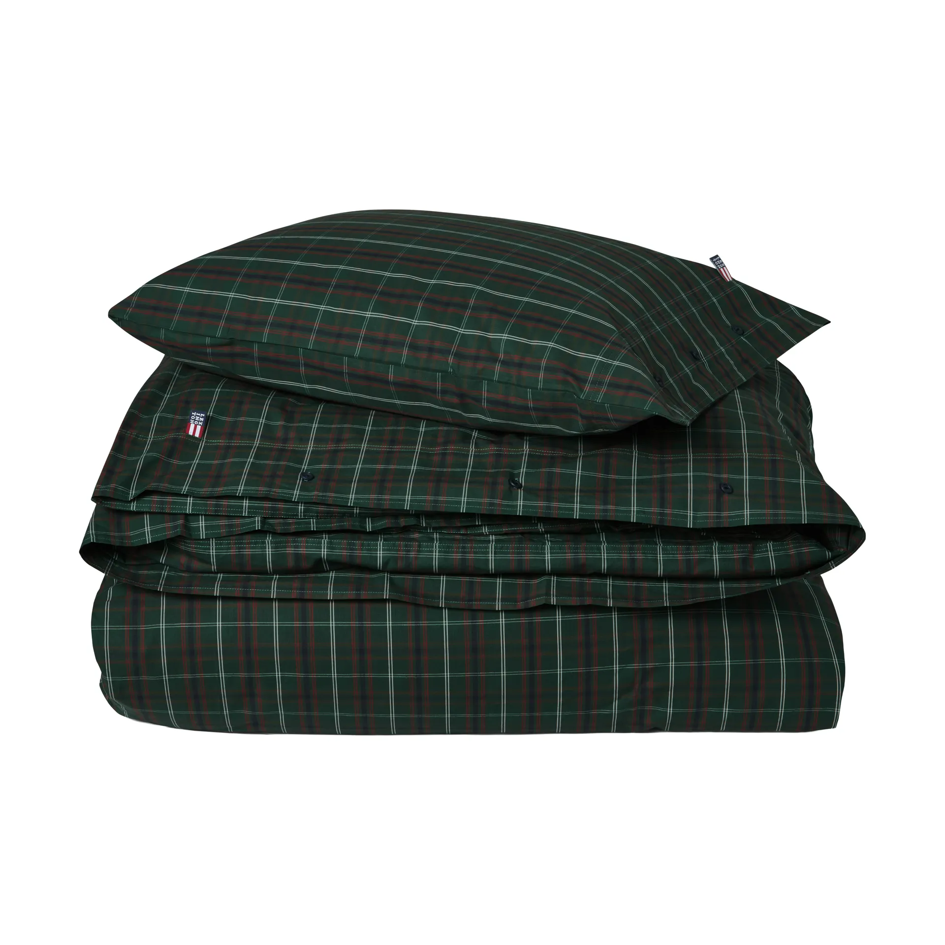 Conjunto de cama de percale de algodão aos quadrados, Green-navy, 50x60 cm/150x210 cm Lexington