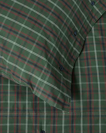 Conjunto de cama de percale de algodão aos quadrados - Green-navy, 50x60 cm/150x210 cm - Lexington