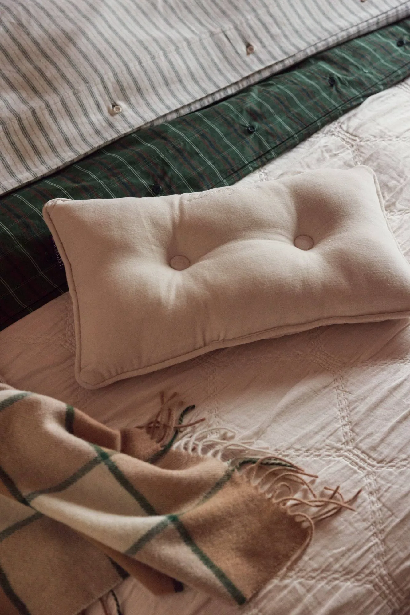 Conjunto de cama de percale de algodão aos quadrados, Green-navy, 50x60 cm/150x210 cm Lexington