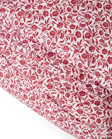 Conjunto de cama em cetim de algodão estampado flores - Branco-vermelho - Lexington