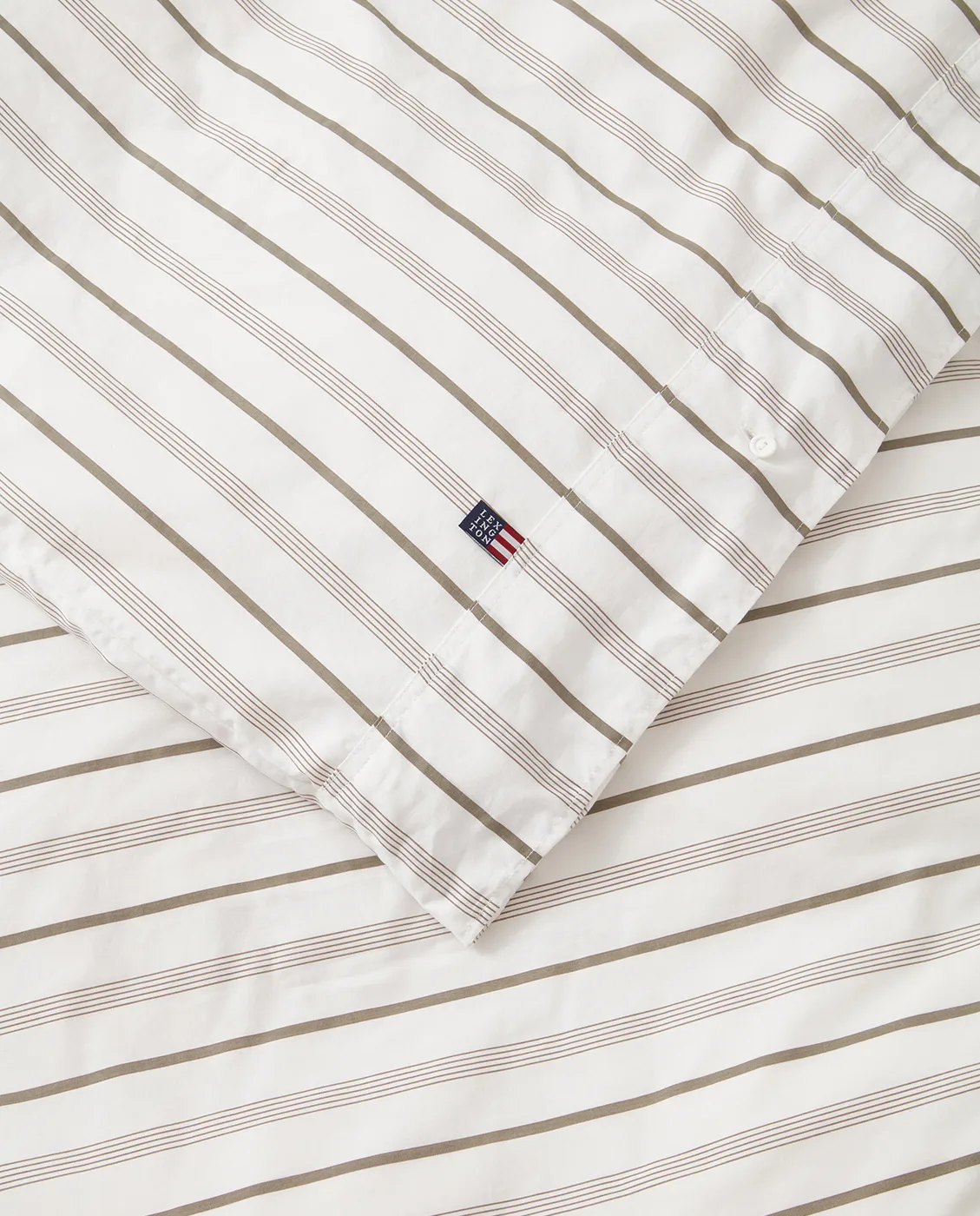 Conjunto de cama Striped Cotton Poplin 220x220 cm, White Lexington