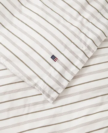 Conjunto de cama Striped Cotton Poplin 220x220 cm - White - Lexington