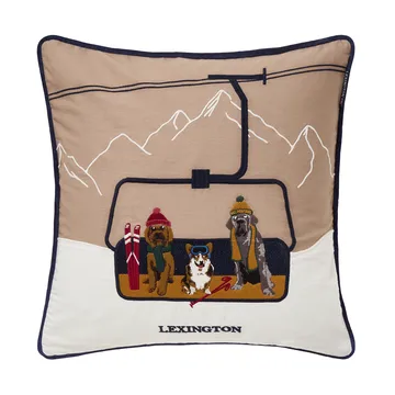 Dog lift eko. algodão twill capa de almofada 50x50 cm - Bege-branco - Lexington