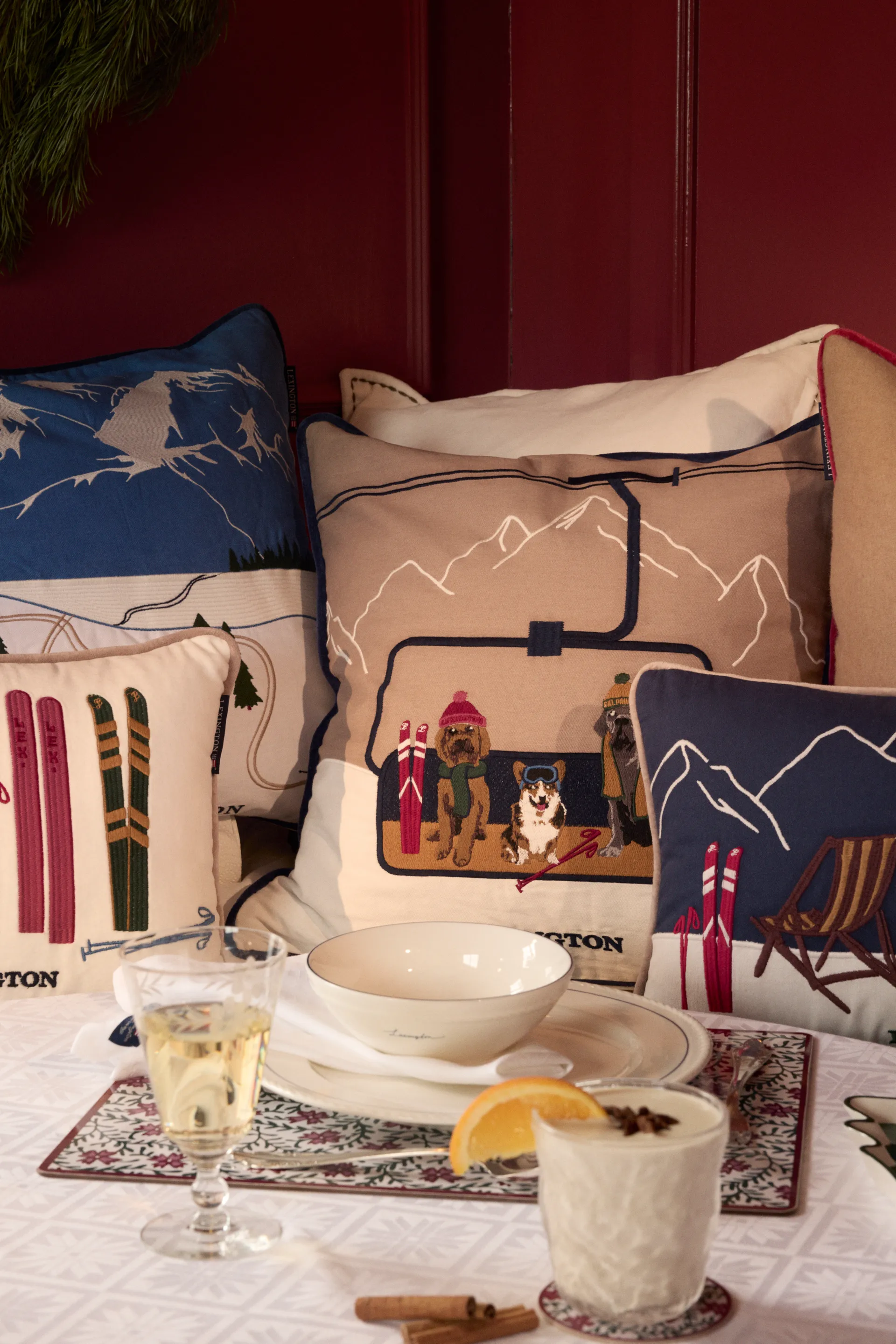 Dog lift eko. algodão twill capa de almofada 50x50 cm, Bege-branco Lexington