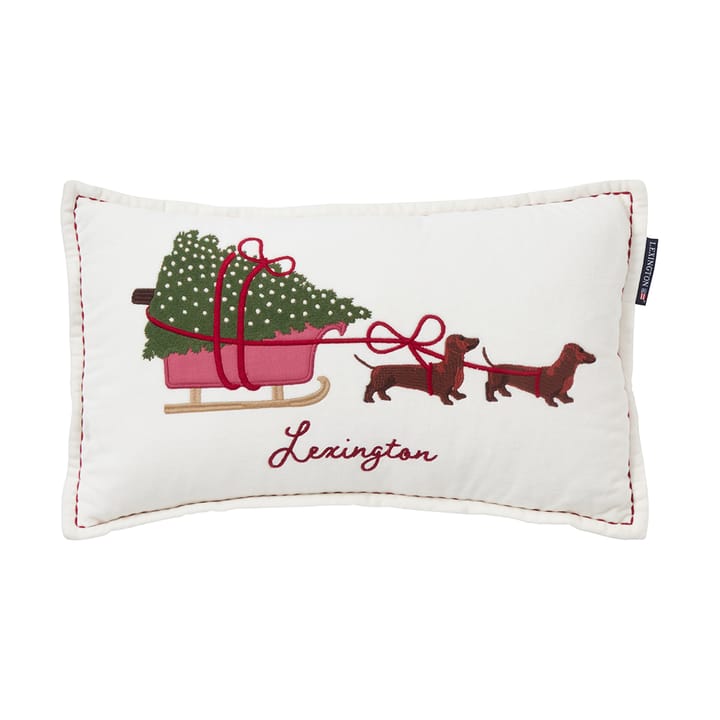 Dog sleigh ekologisk  almofada em algodão veludo 30x50 cm - Branco - Lexington