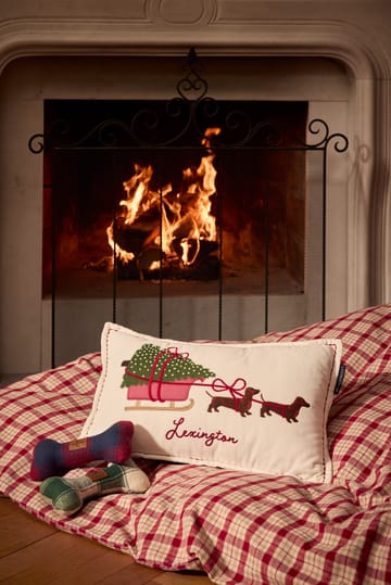 Dog sleigh ekologisk  almofada em algodão veludo 30x50 cm - Branco - Lexington