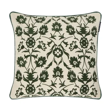 Flower Embroidered Wool Mix capa de almofada 50x50 cm - Bege-claro-verde - Lexington