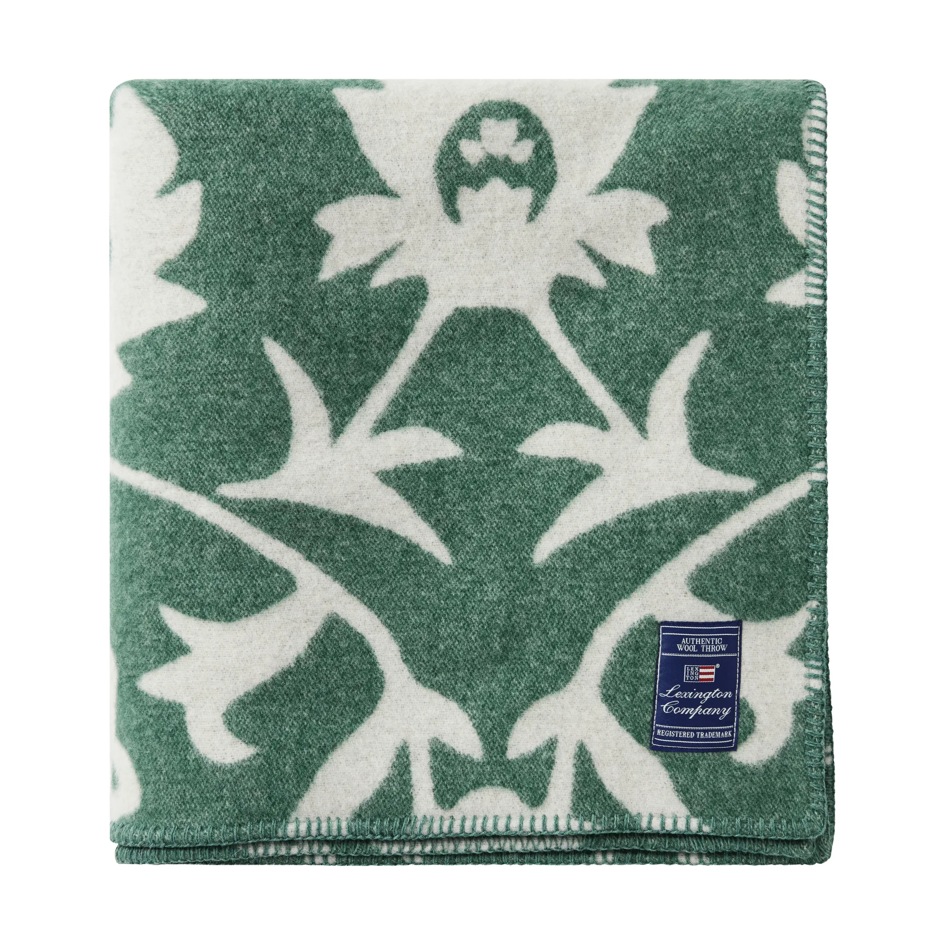 Flower manta de lã jacquard, Green-bege claro Lexington