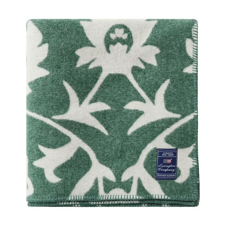 Flower manta de lã jacquard - Green-bege claro - Lexington