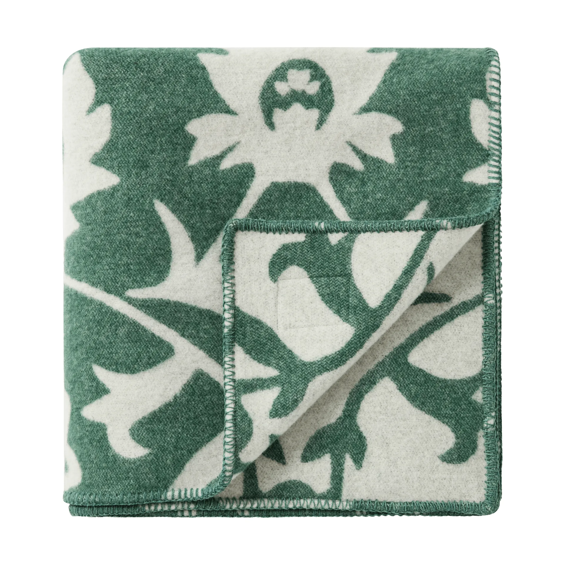 Flower manta de lã jacquard, Green-bege claro Lexington