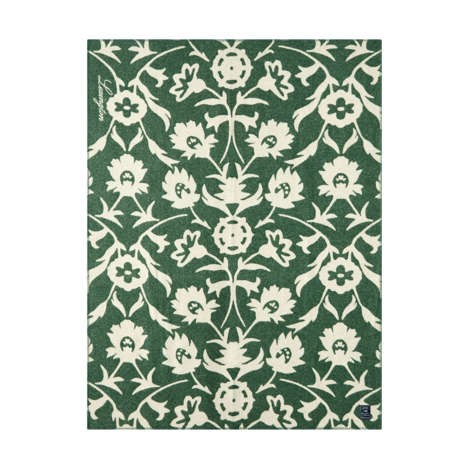 Flower manta de lã jacquard, Green-bege claro Lexington
