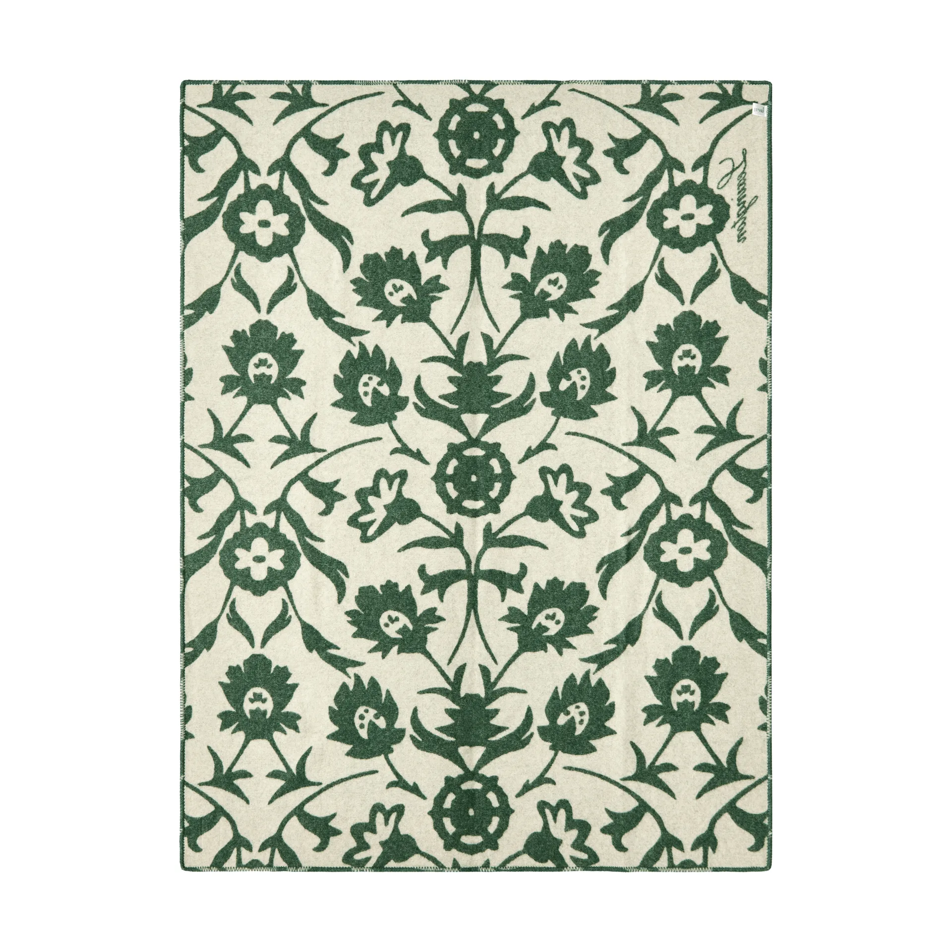 Flower manta de lã jacquard, Green-bege claro Lexington