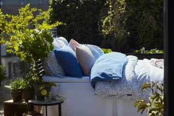 Flower Printed lençol algodão cetim 150x210 cm - Azul - Lexington