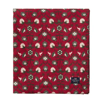 Flower printed toalha de mesa de algodão orgânico - Vermelho-bege-verde, 150x250 cm - Lexington