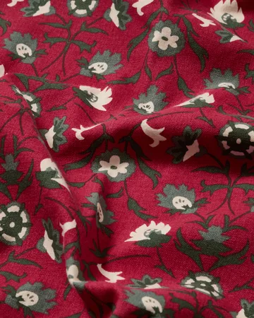 Flower printed toalha de mesa de algodão orgânico - Vermelho-bege-verde, 150x250 cm - Lexington