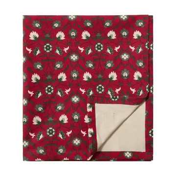 Flower printed toalha de mesa de algodão orgânico - Vermelho-bege-verde, 150x350 cm - Lexington
