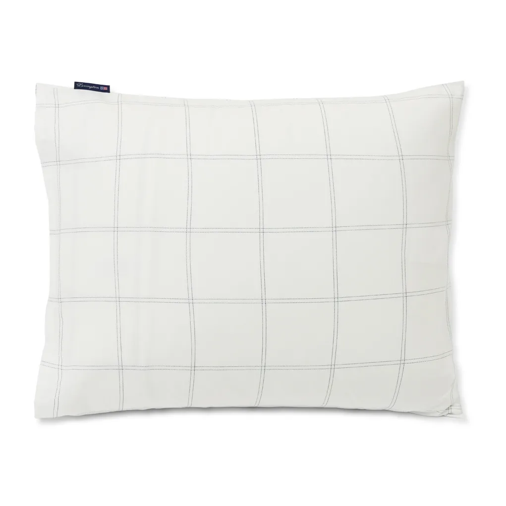 Fronha Checked algodão-liocel 50x90 cm, Off white-dark blue Lexington