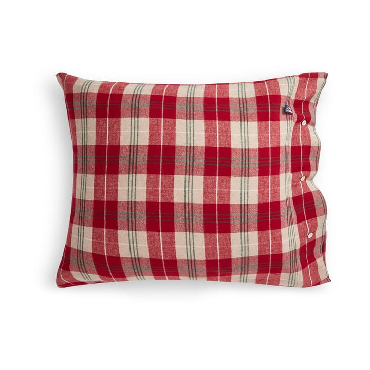 Fronha de flanela xadrez em algodão 50x60 cm, Vermelho-bege-verde-branco Lexington