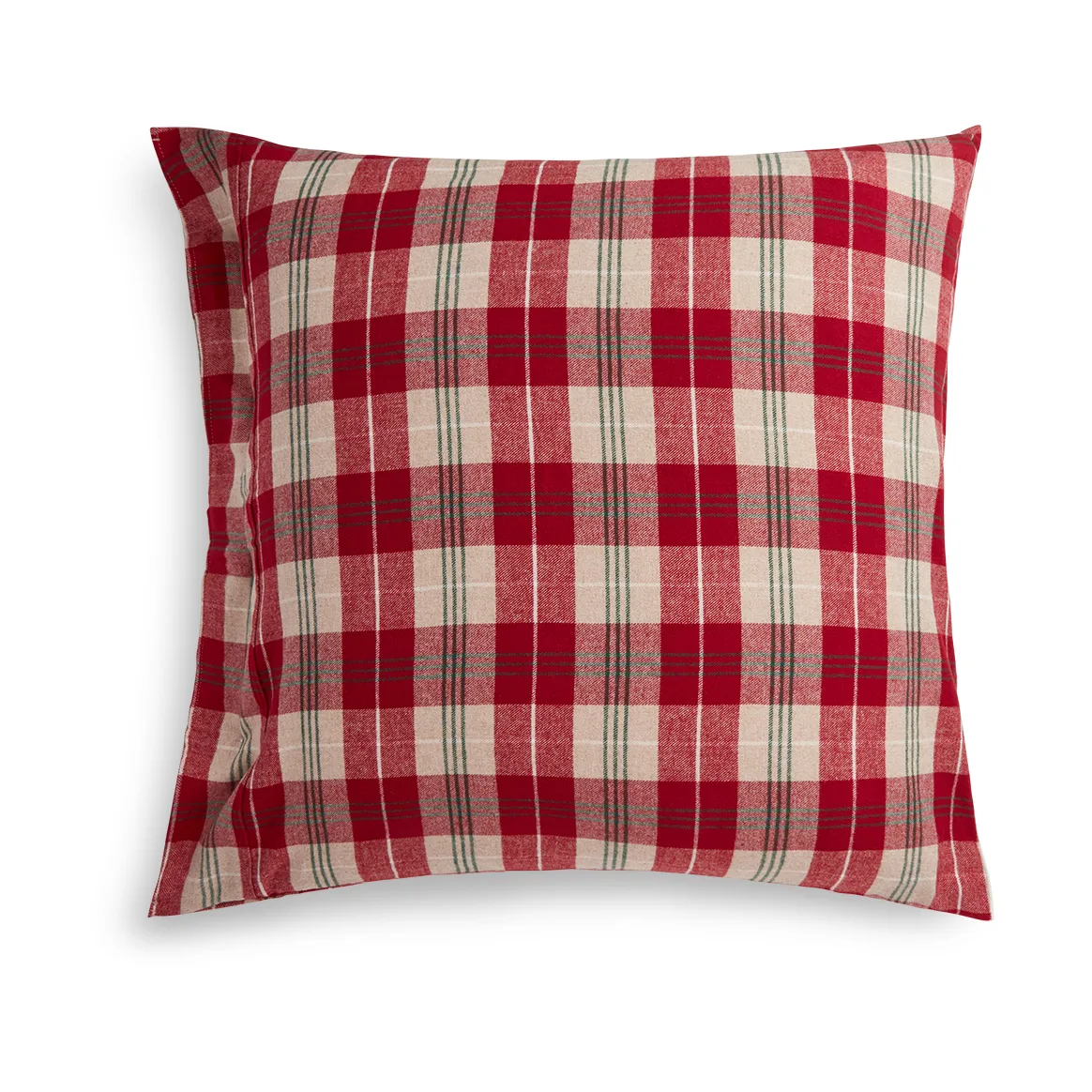 Fronha de flanela xadrez em algodão 50x60 cm, Vermelho-bege-verde-branco Lexington