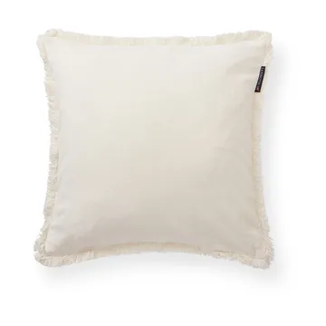 Fronha de veludo com franjas em algodão orgânico 50x50 cm - Branco - Lexington