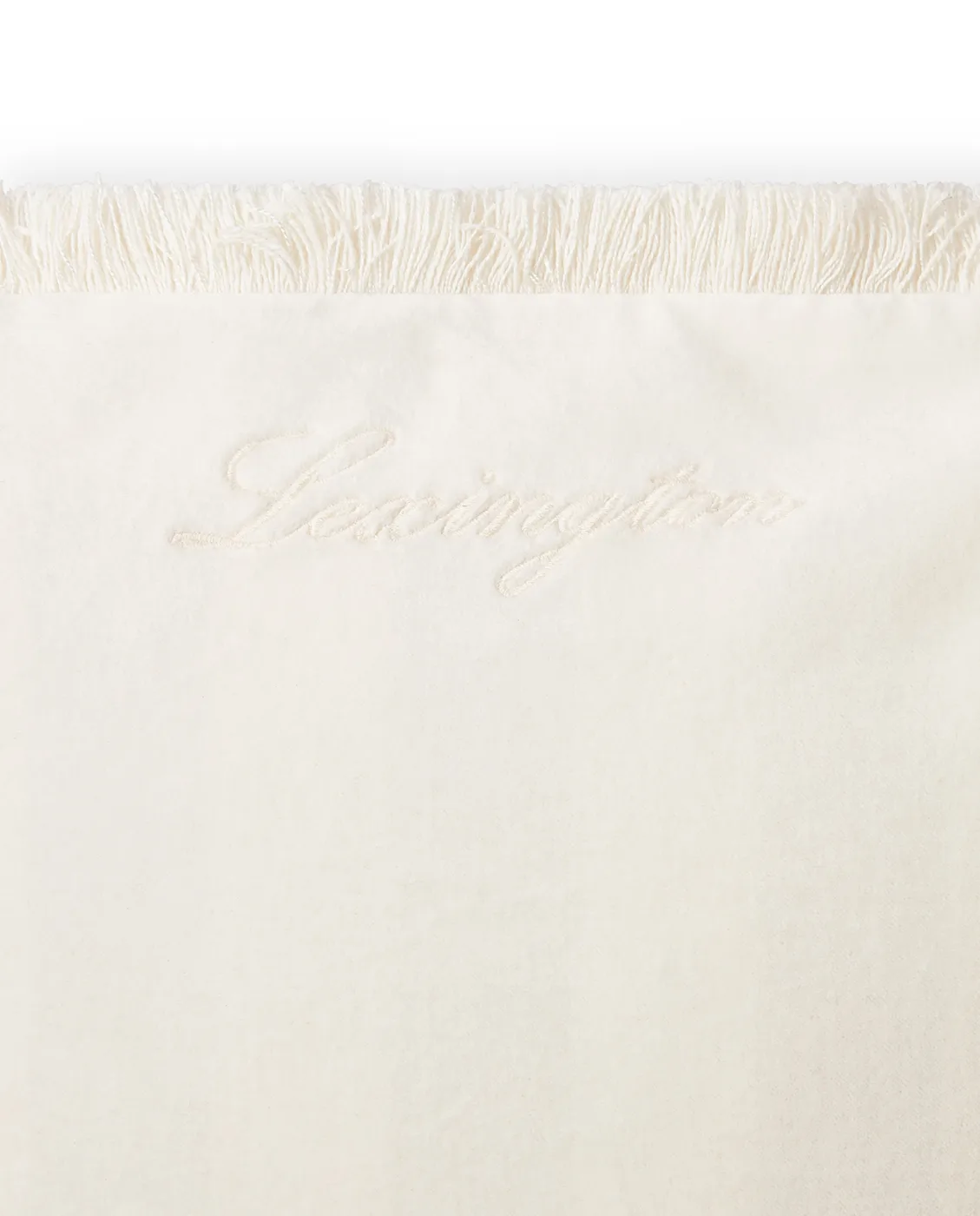 Fronha de veludo com franjas em algodão orgânico 50x50 cm, Branco Lexington