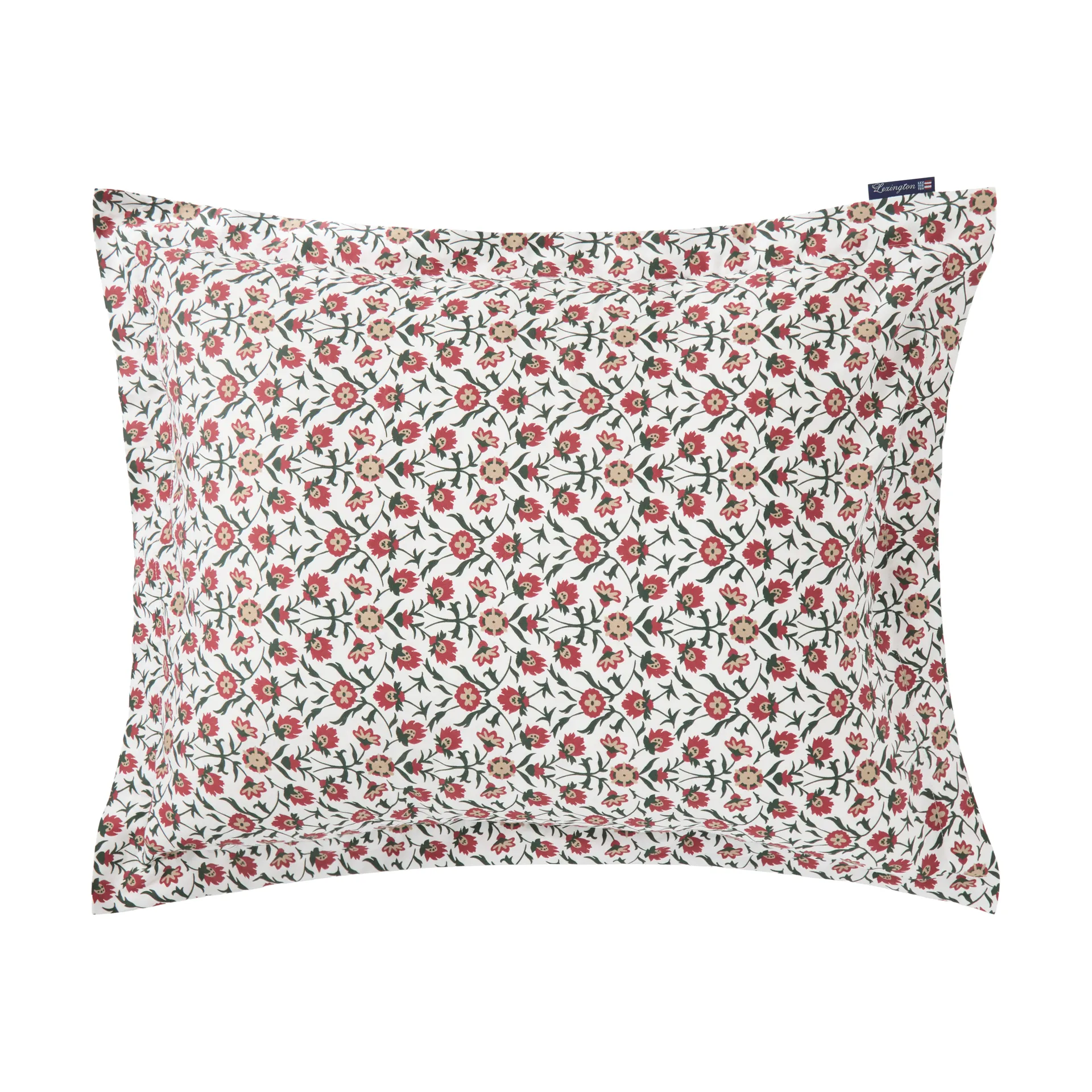 Fronha em cetim de algodão estampado flores 50x60 cm, White-red-green-beige Lexington