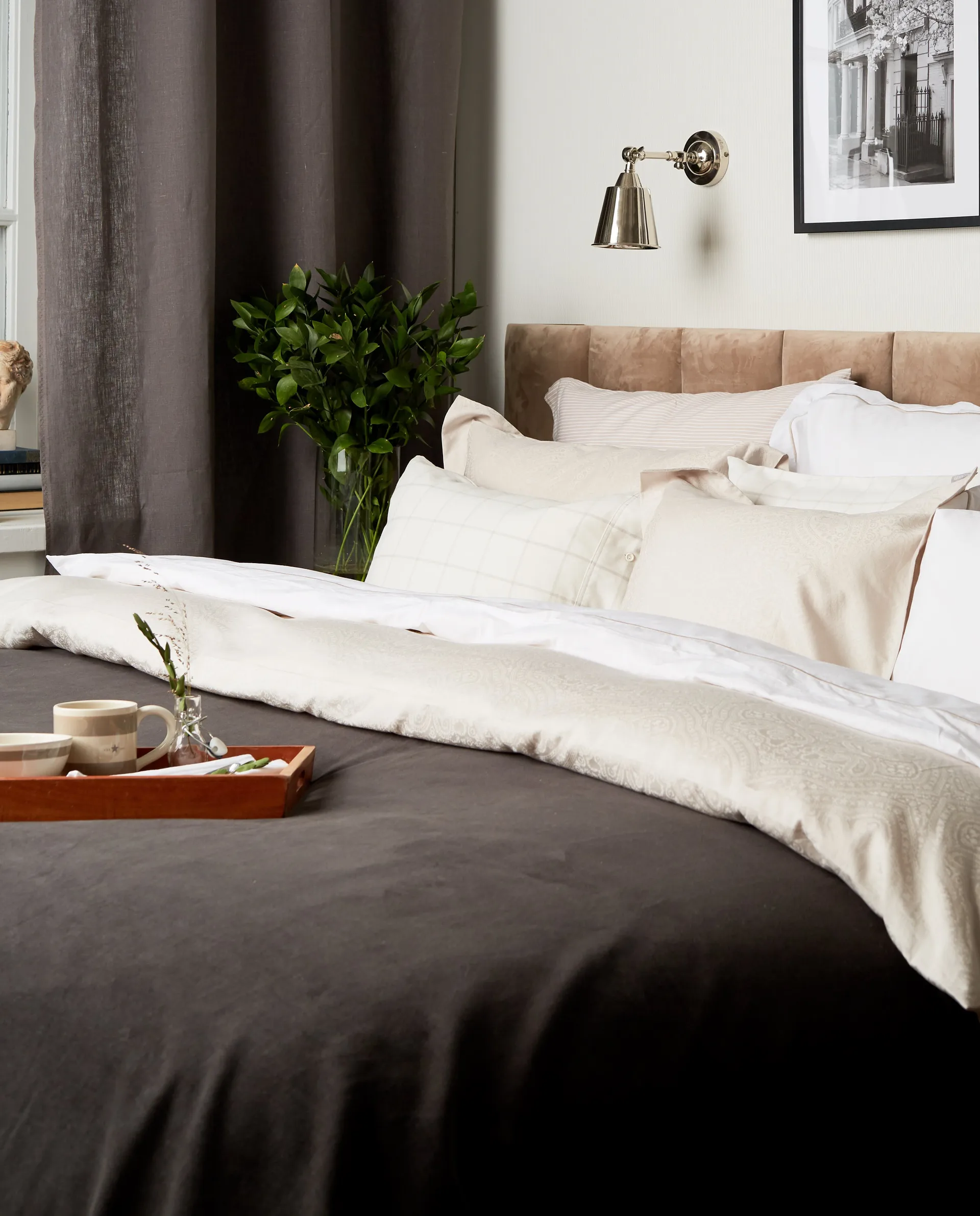 Fronha flanela leve Hotel 65x65 cm, Branco-bege claro Lexington