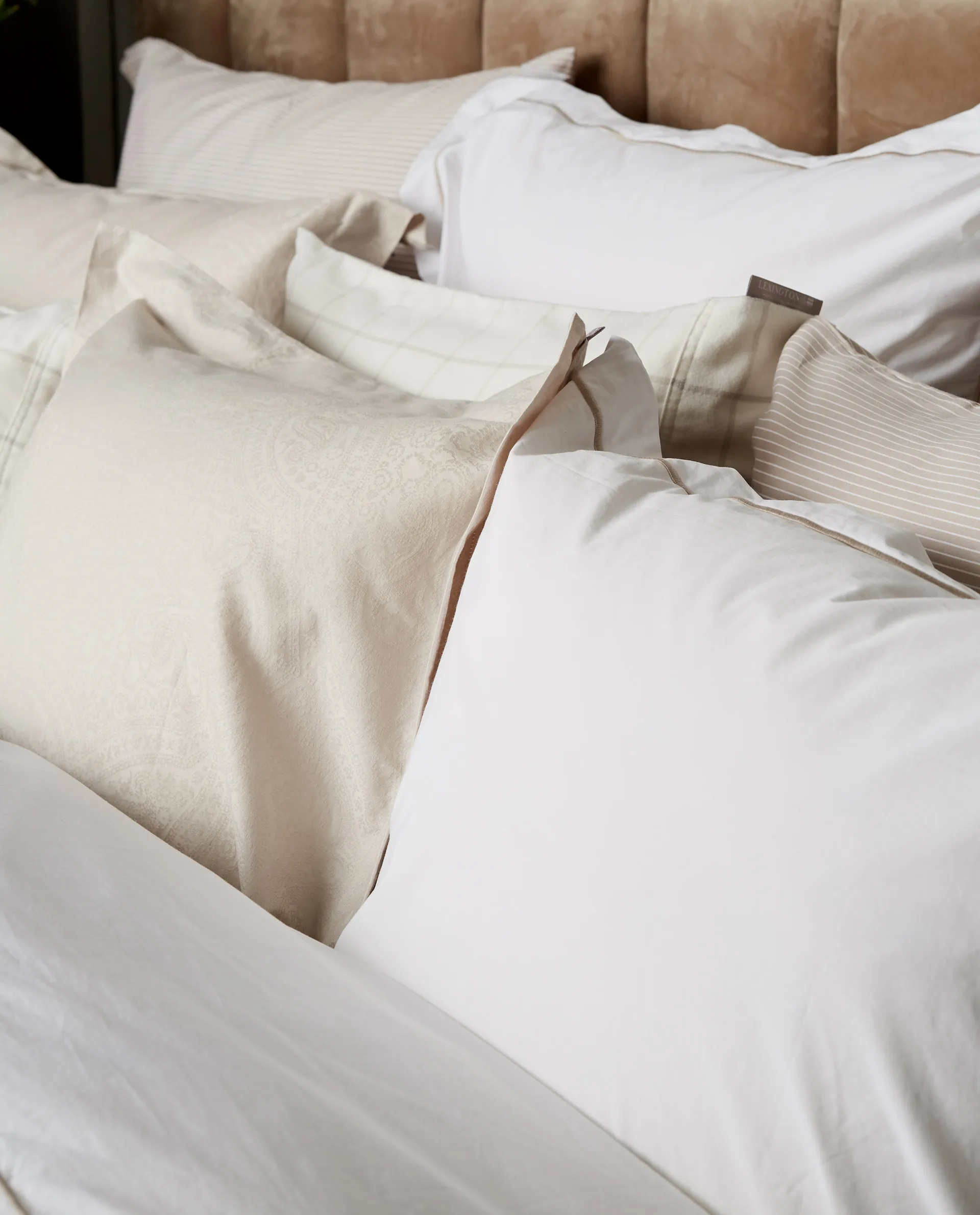 Fronha Hotel Percal 65x65 cm, Branco-bege claro Lexington