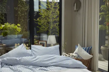 Fronha Striped Cotton Poplin 50x60 cm - Azul - Lexington