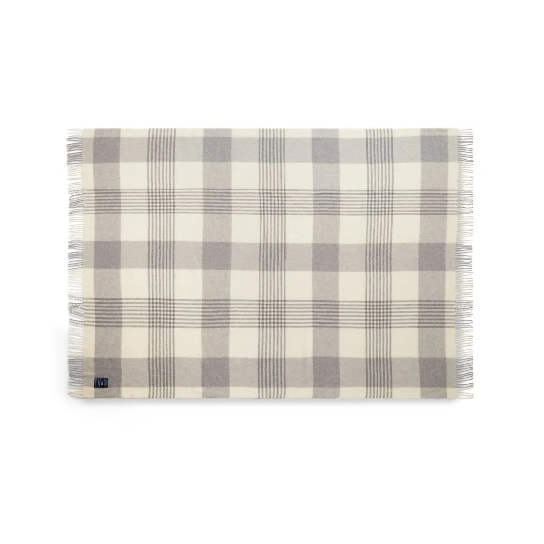 Gray Checked Recycled Wool manta 130x170 cm, Cinzento-branco Lexington