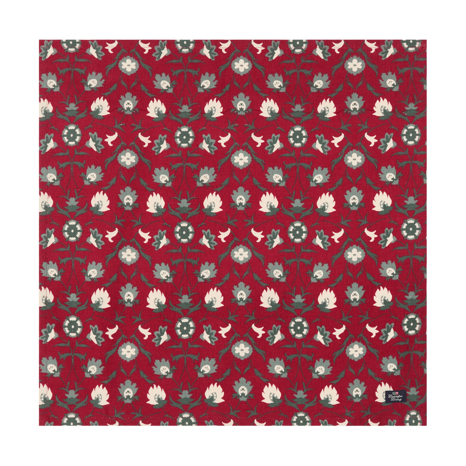Guardanapo de algodão orgânico com estampado floral, Red-bege-verde Lexington