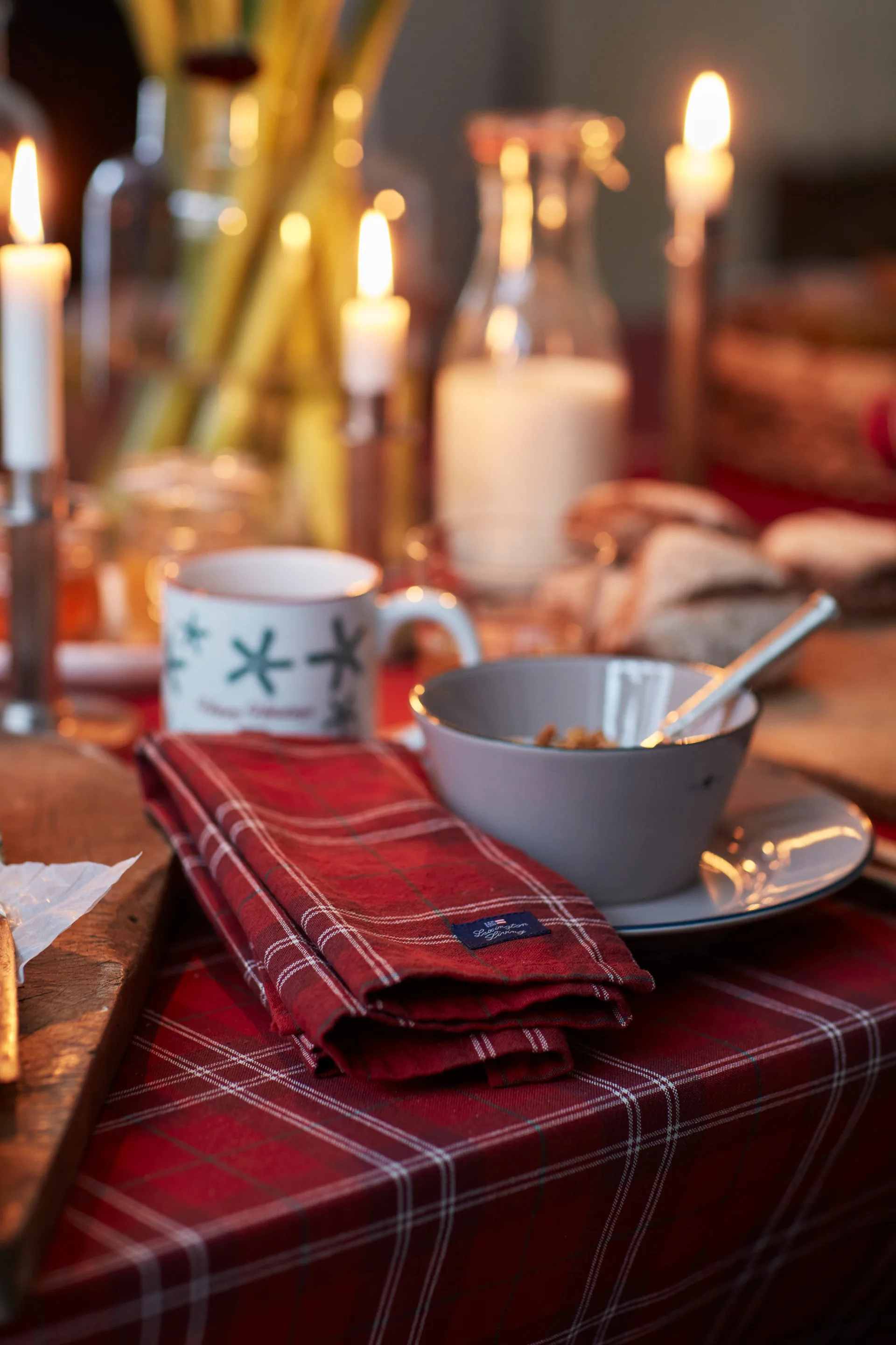 Guardanapo de pano Algodão Orgânico Checked Oxford 50x50 cm, vermelho-bege-verde  Lexington