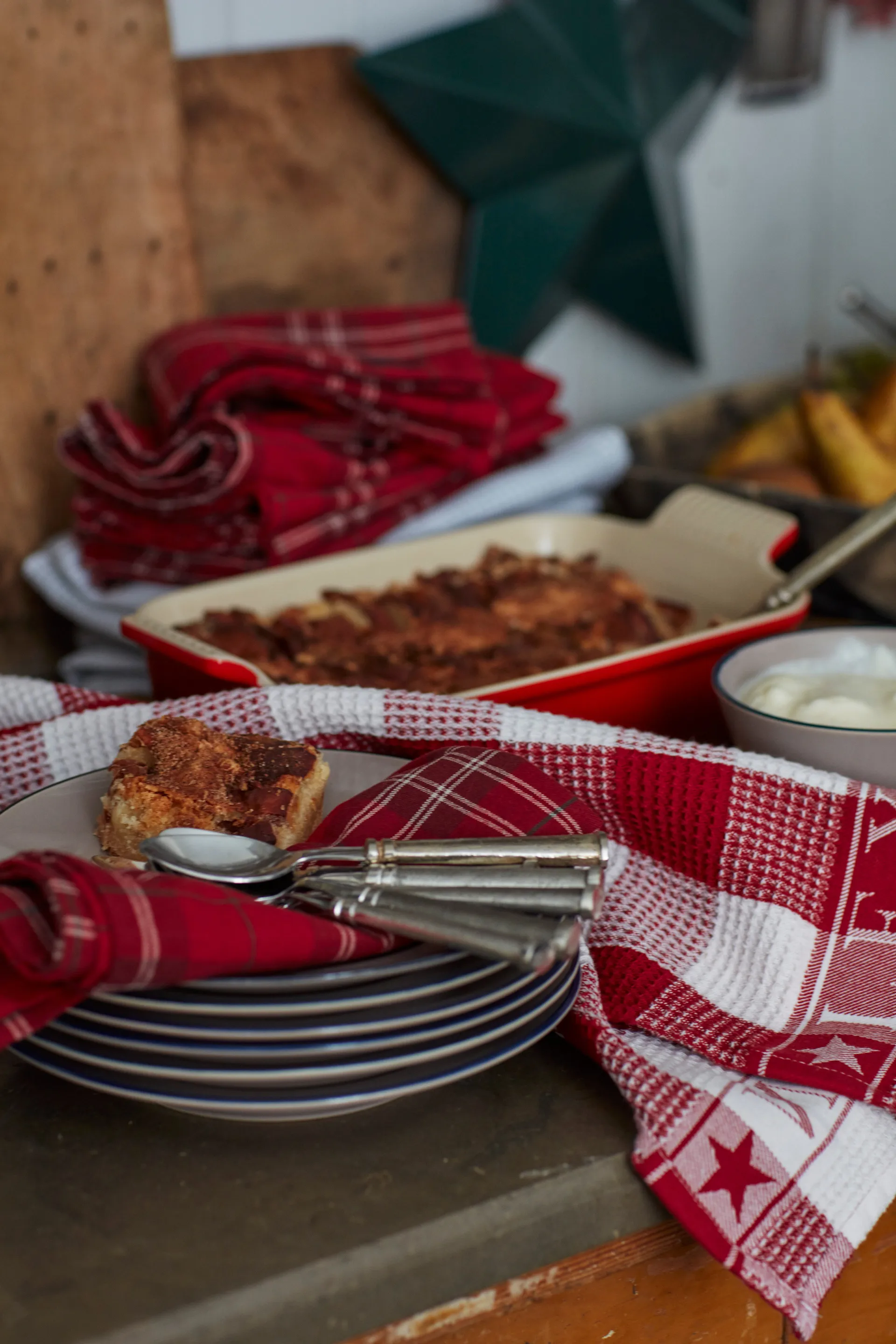 Guardanapo de pano Algodão Orgânico Checked Oxford 50x50 cm, vermelho-bege-verde  Lexington