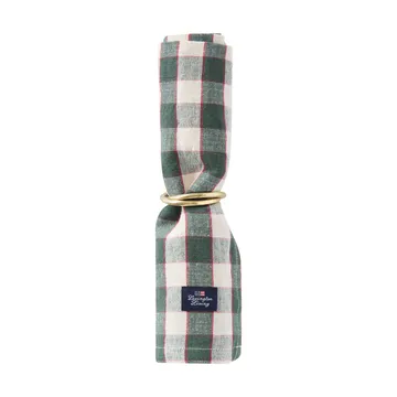 Guardanapo de tecido Checked Linen/Cotton 50x50 cm - Green-light beige-red - Lexington