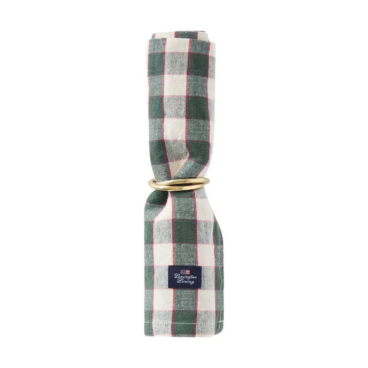 Guardanapo de tecido Checked Linen/Cotton 50x50 cm - Green-light beige-red - Lexington