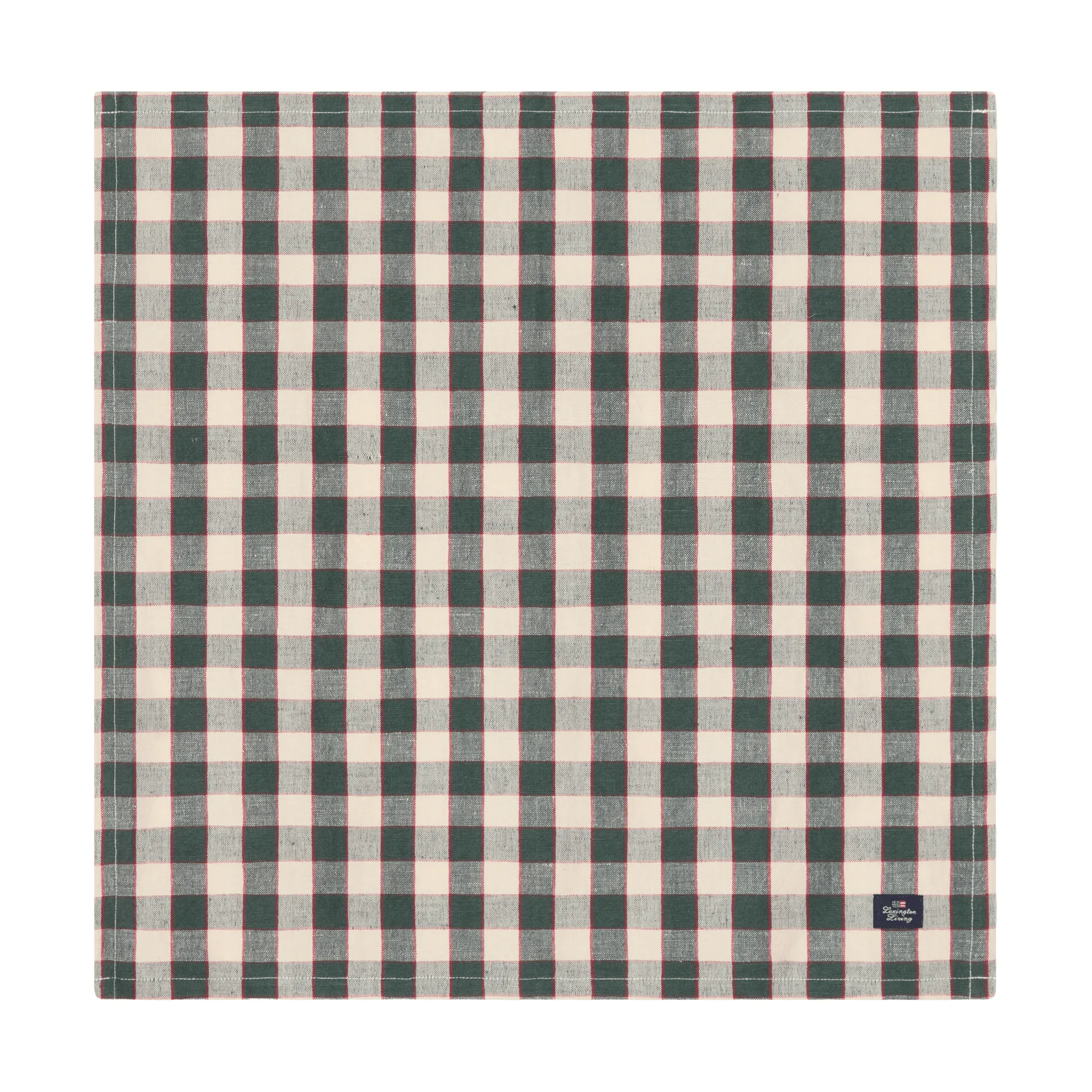 Guardanapo de tecido Checked Linen/Cotton 50x50 cm, Green-light beige-red Lexington