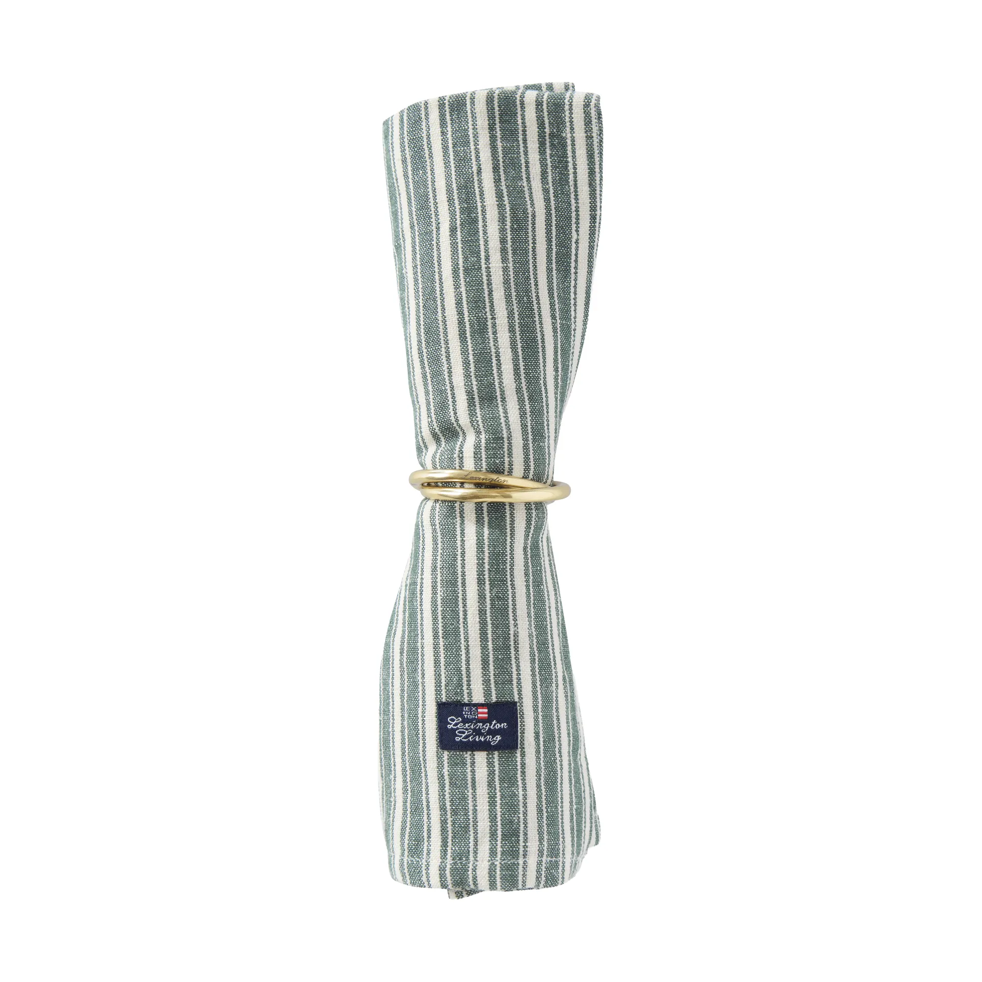 Guardanapos de linho às riscas, Green-light beige, 50x50 cm Lexington