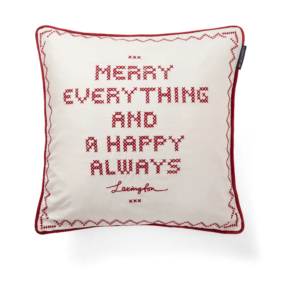 Happy always Fronha 50x50 cm, Branco-vermelho Lexington