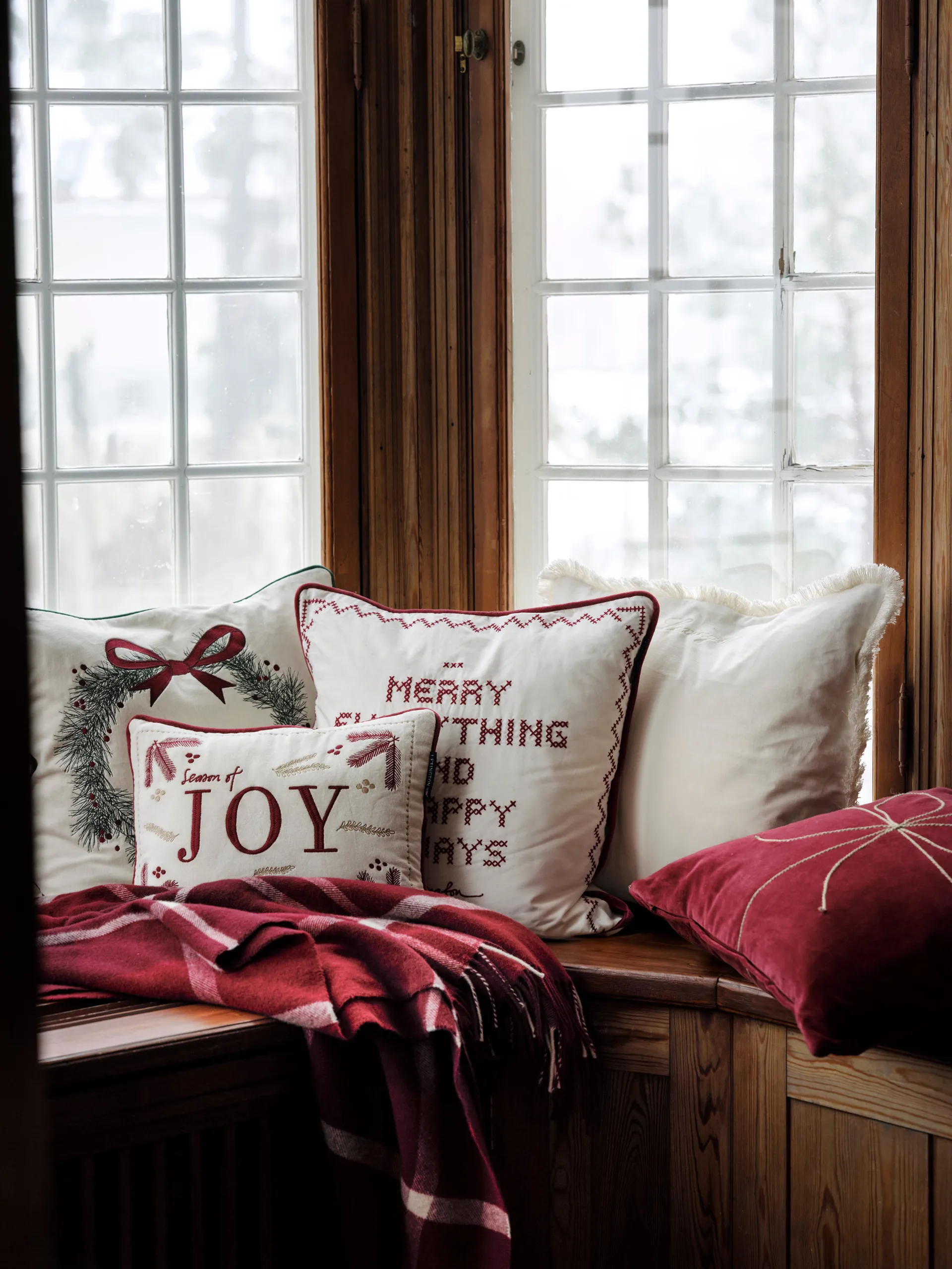 Happy always Fronha 50x50 cm, Branco-vermelho Lexington