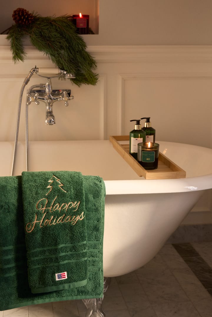 Happy Holidays Juniper ekologisk toalha 50x70 cm, Verde- bege claro Lexington