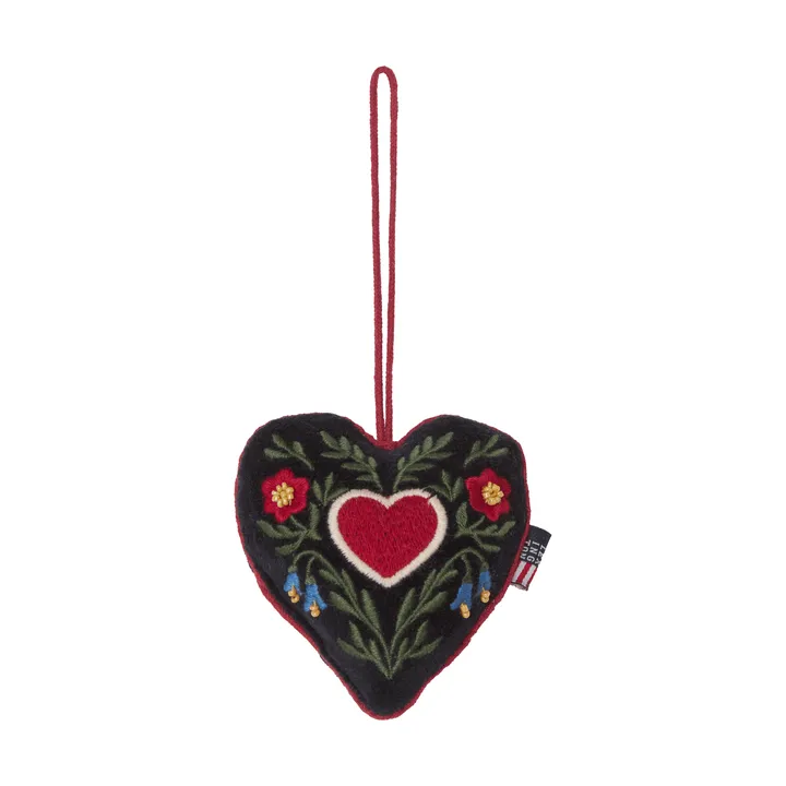 Heart enfeite de Natal em veludo de algodão orgânico - Multi, 13x10x3 cm - Lexington