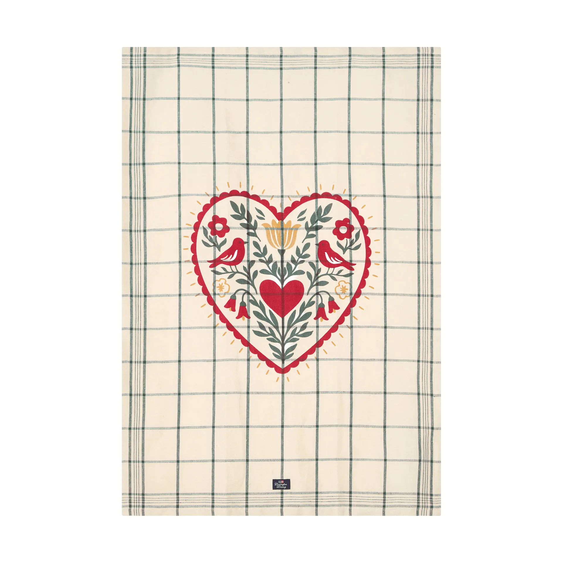 Heart pano de cozinha em linho/algodão, Branco-verde-vermelho, 50x70 cm Lexington